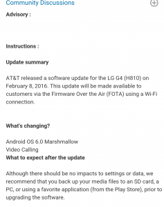 AT&T LG G4 Android Marshmallow update - 1