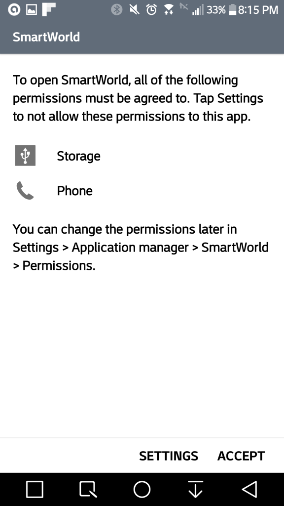 approve LG G5 theme store permissions