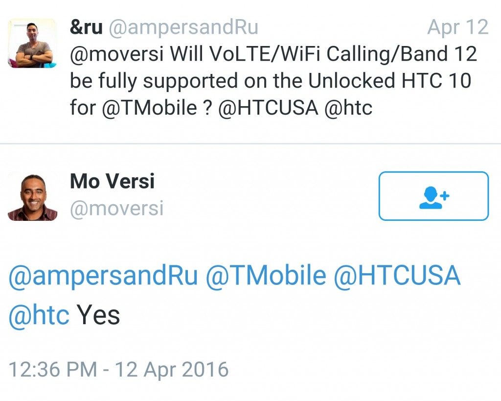 HTC 10 T-Mobile WiFi Calling VoLTE support