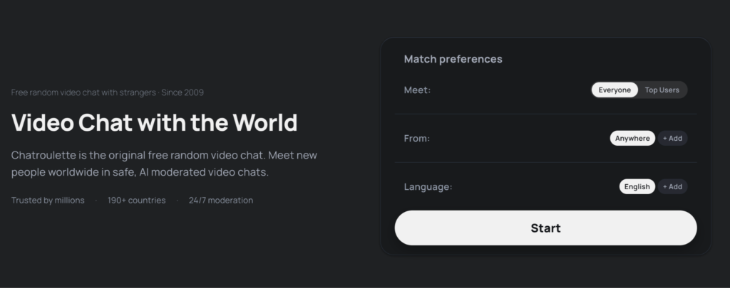 Shagle alternative Chatroulette homepage